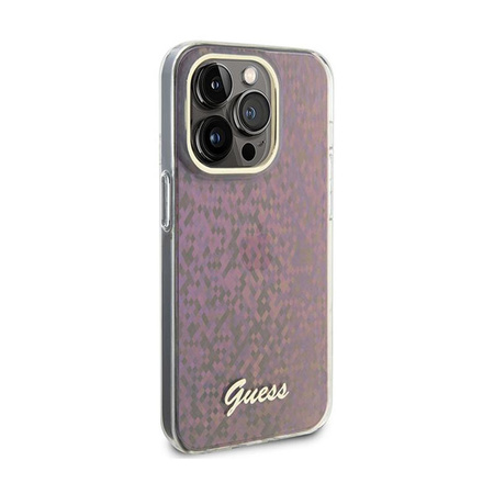 Guess IML Faceted Mirror Disco Iridescnet - iPhone 15 Pro Tasche (pink)