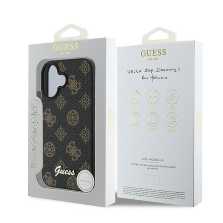 Guess Peony Script MagSafe - iPhone 16 Plus Tasche (schwarz)