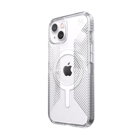 Speck Presidio Perfect-Clear s gripy + MagSafe - pouzdro pro iPhone 13 s povrchovou úpravou MICROBAN (čiré)