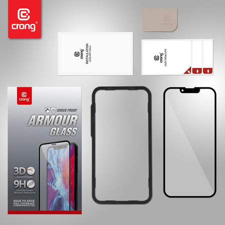 Crong Anti-Bacterial 3D Armour Glass - 9H tvrzené sklo přes celou obrazovku pro iPhone 13 mini + instalační rámeček