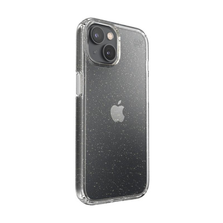 Speck Presidio Perfect-Clear with Glitter - iPhone 14 / iPhone 13 Case with MICROBAN Coating (Clear / Gold Glitter)