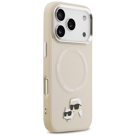 ETUI DO IPHONE 17 PRO do MAGSAFE KARL LAGERFELD ORYGINALNE BEŻOWE SKÓRZANE