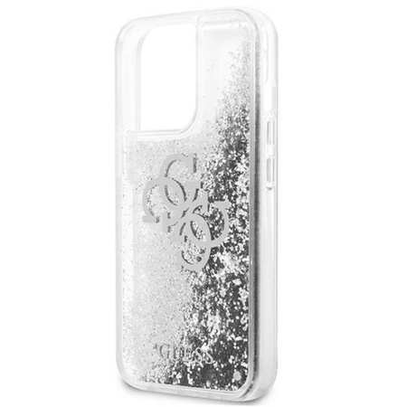 Guess Liquid Glitter 4G Big Logo - iPhone 13 Pro Max tok (ezüst)