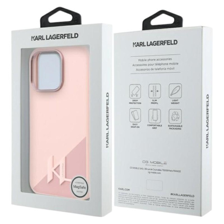 Karl Lagerfeld Silicone Shadow Metal Initial MagSafe - pouzdro pro iPhone 16 Pro Max (růžové)