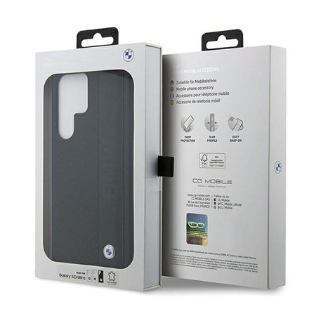BMW Leather Textured & Stripe - Etui Samsung Galaxy S23 Ultra (czarny)