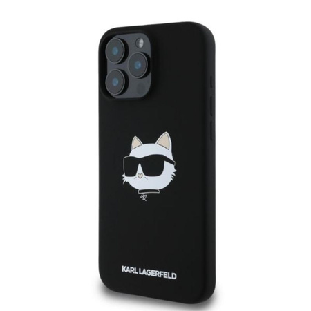 Karl Lagerfeld Silikon Choupette Kopf Druck MagSafe - iPhone 16 Pro Max Hülle (schwarz)