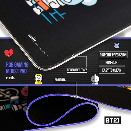 BT21 - XXL herní/pracovní podložka s LED osvětlením (90 x 40 cm)