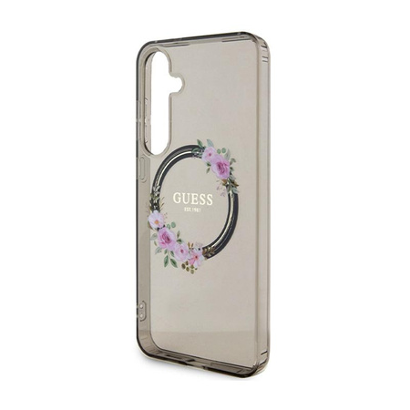 Guess IML Flowers Wreath MagSafe - Pouzdro Samsung Galaxy S24+ (Černé)