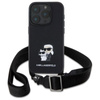 Karl Lagerfeld Saffiano Karl & Choupette Metal Pin CBDY Strap - iPhone 16 Pro Case (black)