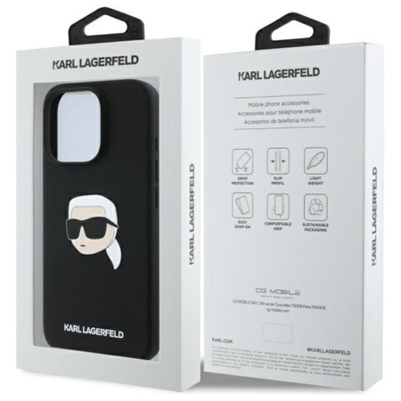 Karl Lagerfeld Silikon Karl Head Print MagSafe – Hülle für iPhone 16 Pro (schwarz)