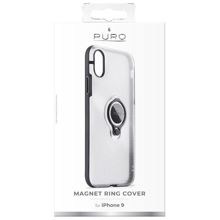 PURO Magnet Ring Cover - pouzdro na iPhone XR s magnetickým úchytem na prst (průhledné)