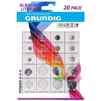 Grundig - Sada alkalických pastilkových baterií různých typů 20 ks.