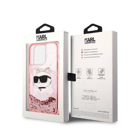 Karl Lagerfeld Liquid Glitter NFT Choupette Head - Hülle für iPhone 14 Pro Max (Pink)