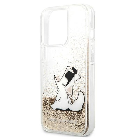 Karl Lagerfeld Liquid Glitter Choupette Fun - iPhone 13 Pro tok (arany)