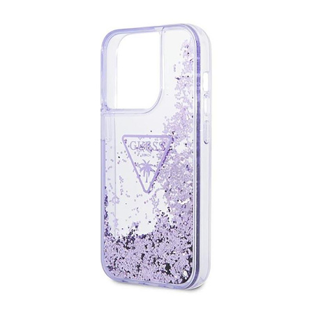 Guess Liquid Glitter Triangle Logo Case - Coque iPhone 14 Pro Max (violet)
