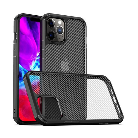 Crong Hybrid Carbon - Coque pour iPhone 12 Mini (noir)