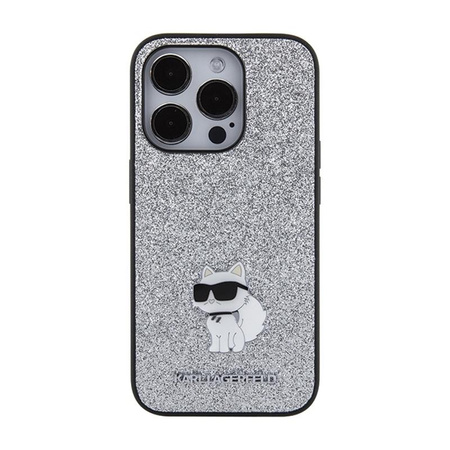 Karl Lagerfeld Fixed Glitter Choupette Logo Metal Pin - iPhone 15 Pro Tasche (silber)