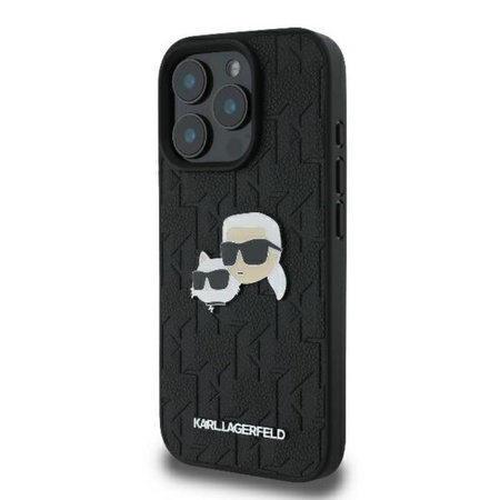 Karl Lagerfeld monogramos Karl & Choupette fejtű - iPhone 16 Pro tok (fekete)