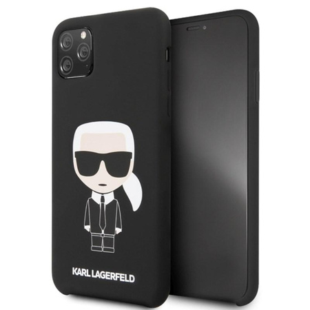 Pouzdro Karl Lagerfeld Fullbody Silicone Iconic - iPhone 11 Pro Max (černé)