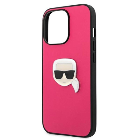 Karl Lagerfeld PU Leather Karl's Head Metal - Coque iPhone 13 Pro (rose)