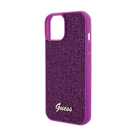 Guess Disco Metal Script - pouzdro pro iPhone 15 (fuchsiová)