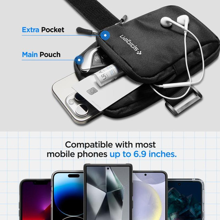 Spigen A702 Dynamic Shield Armband - Case / Sports shoulder band for smartphone up to 6.9" (Black)