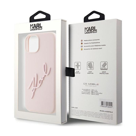 Karl Lagerfeld Silikonové pouzdro Karl Script - iPhone 15 (růžové)