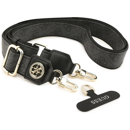 Guess Universal Crossbody Strap 4G Tether Patch Strass Metal Logo - Universeller Handyriemen / Lanyard (schwarz)