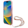 Guess IML Flowers With Pearl Strap MagSafe - Hülle iPhone 16 Pro Max (Rosa)