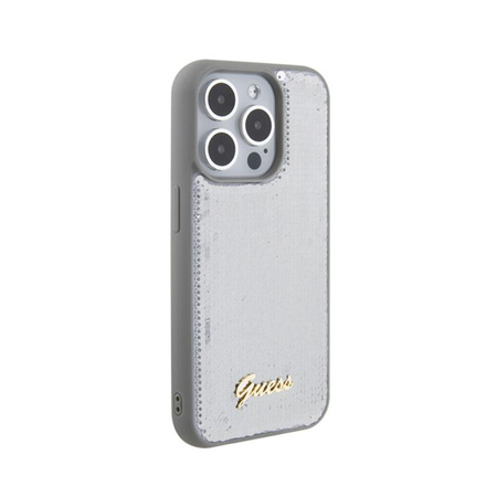 Guess Sequin Script Metal - Case for iPhone 15 Pro (Silver)