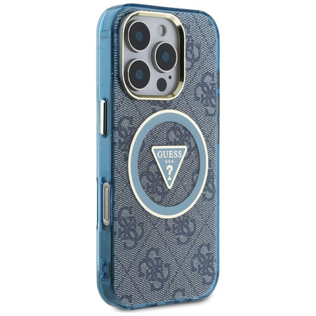 Guess IML Metal Glitter 4G Circle Triangle MagSafe - Case for iPhone 16 Pro Max (blue)