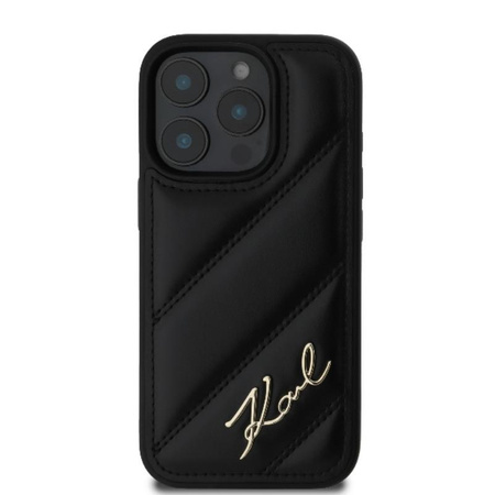 Karl Lagerfeld Quilted Signature - pouzdro pro iPhone 16 Pro Max (černé)