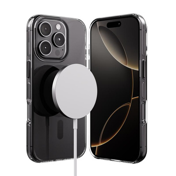 Crong Clear MAG Pro - Étui MagSafe pour iPhone 16 Pro (noir)