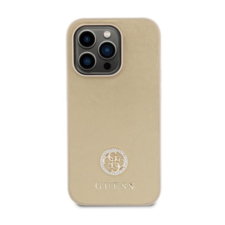 Guess 4G Strass Metal Logo - Tasche für iPhone 15 Pro (Gold)