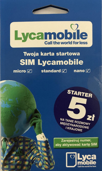 Lycamobile - SIM card £5 on account to use