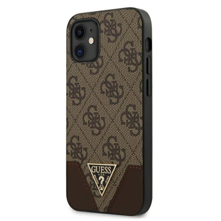 Guess 4G Triangle Collection - pouzdro pro iPhone 12 mini (hnědé)