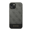 Guess 4G Bottom Stripe Metal Logo Collection - Hülle für iPhone 14 Plus (Grau)