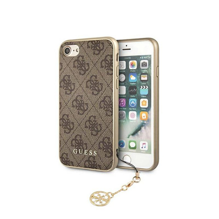 Guess 4G Charms Kollektion - iPhone SE 2020 / 8 / 7 Tasche mit Anhänger (braun)