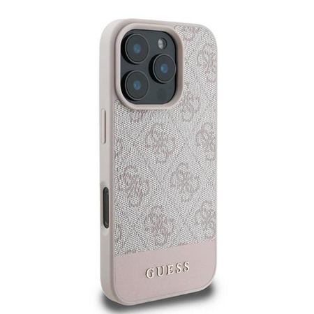 Guess 4G Bottom Stripe – Pouzdro pro iPhone 16 Pro Max (růžové)