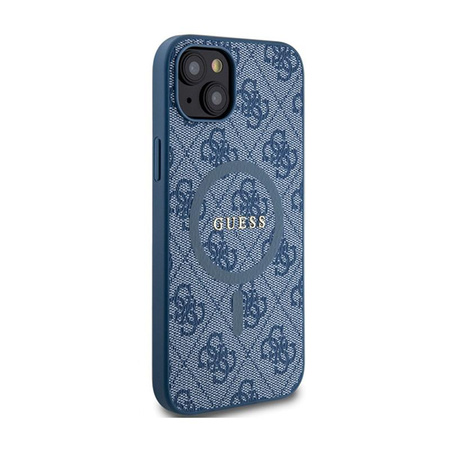 Guess 4G Collection bőr fém logós MagSafe - iPhone 15 Plus / 14 Plus tok (kék)
