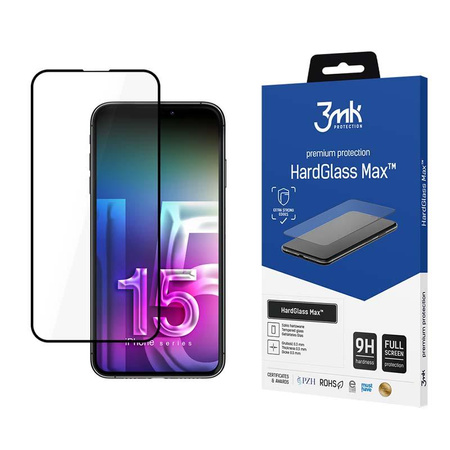 3mk HardGlass Max - gehärtetes Glas für iPhone 15 Pro (Schwarz)
