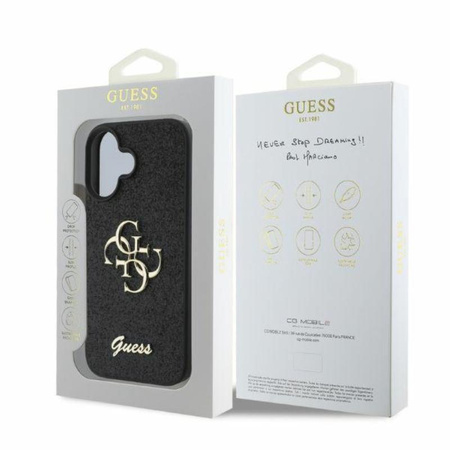 Guess Fixed Glitter Big 4G - Hülle iPhone 16 (schwarz)