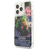 Guess Liquid Glitter Flower - kryt pro iPhone 13 Pro (modrý)