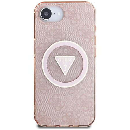 Guess IML Metal Glitter 4G Circle Triangle MagSafe - Hülle für iPhone 16e (rosa)