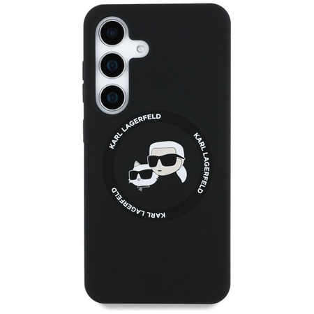 Karl Lagerfeld Silicone Double Heads And Circle MagSafe - Étui Samsung Galaxy S25 (noir)