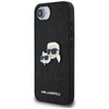Karl Lagerfeld Fixed Glitter Karl & Choupette Heads Metal Pin - Etui pour iPhone 16e (noir)
