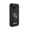 Guess Glitter Script Big 4G - Hülle für iPhone 15 (Schwarz)