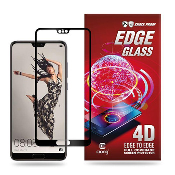 Crong Edge Glas 4D Voll Kleber - Vollbildschirm gehärtetes Glas für Huawei P20