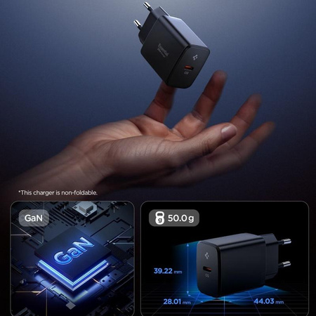 Spigen Essential EE201EU GaN – Netzladegerät USB-C 20W (Schwarz)