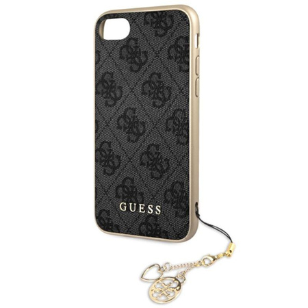 Guess 4G Charms Collection - pouzdro s přívěskem pro iPhone SE 2022/ SE 2020 / 8 / 7 (šedé)
